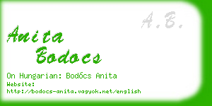 anita bodocs business card