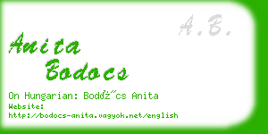 anita bodocs business card